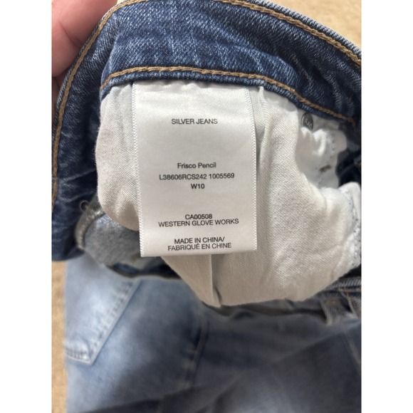 Silver Jeans Skirt Women's 10 Blue Frisco Pencil Distressed‎ Denim - Picture 6 of 10